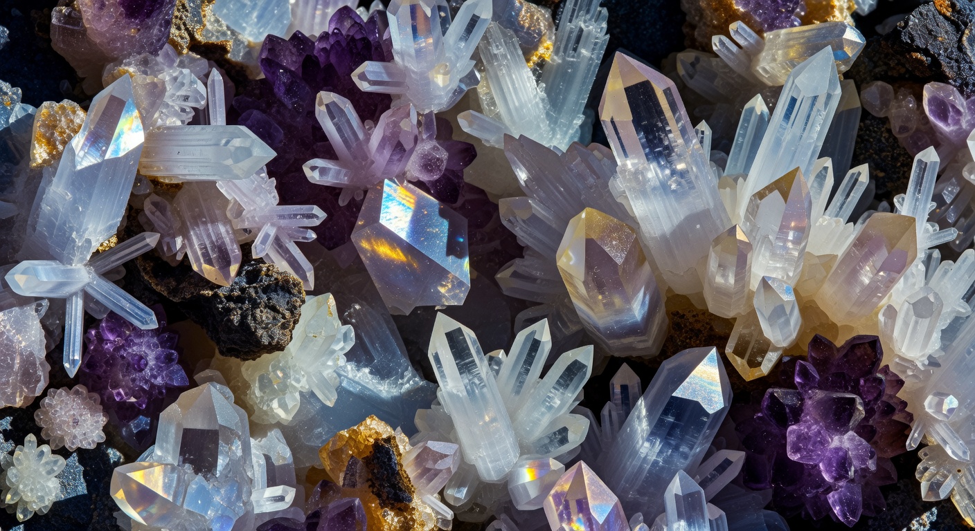 Deep glowing crystal cave background